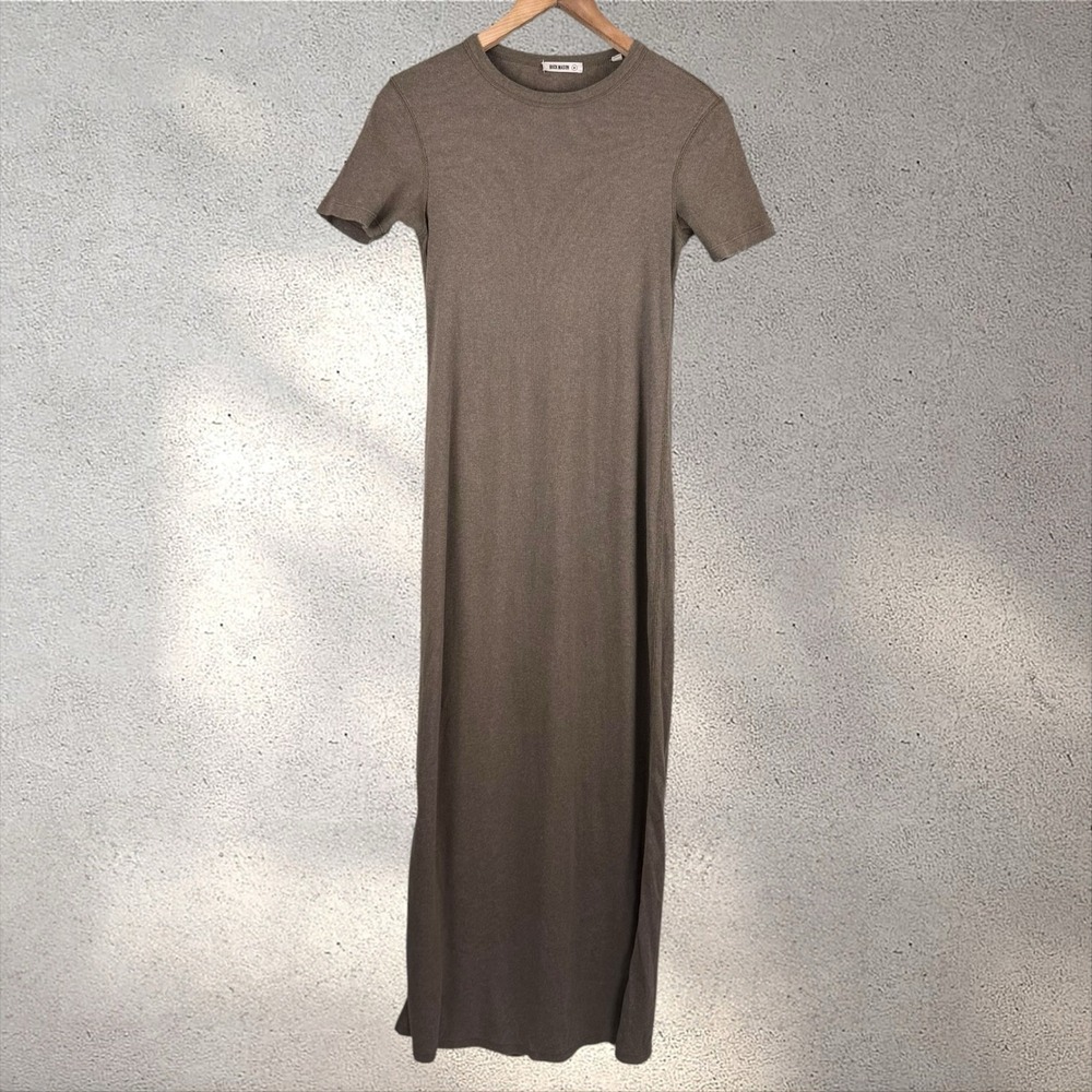 Buck Mason Surplus Ribbed Maxi Dress Marled Bay Leaf Organic Cotton Minimalist M - Picture 3 of 7